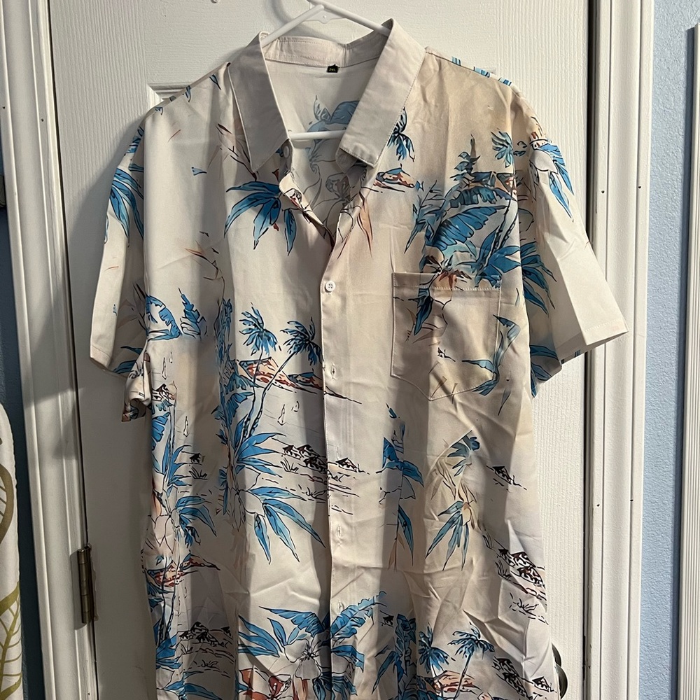 Men’s short sleeve button up shirt Tropical print XL